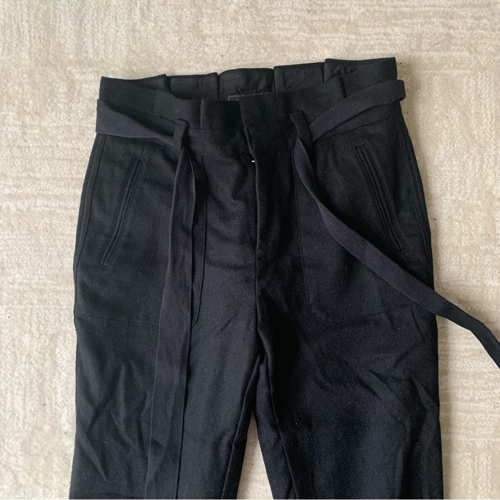 Women’s Paperbag Black Linen Blend Trousers w/ Belt Buckley Tailors